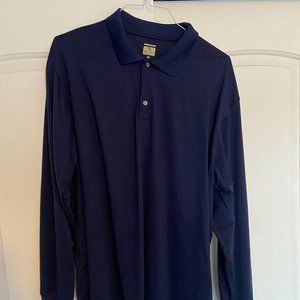 Men's Navy XXL Plain L/S Golf Shirt